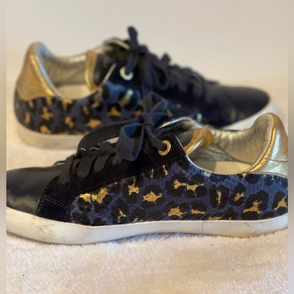 Zadig & Voltaire Wild Sneakers leather navy and gold size38 animal print - Picture 3 of 9